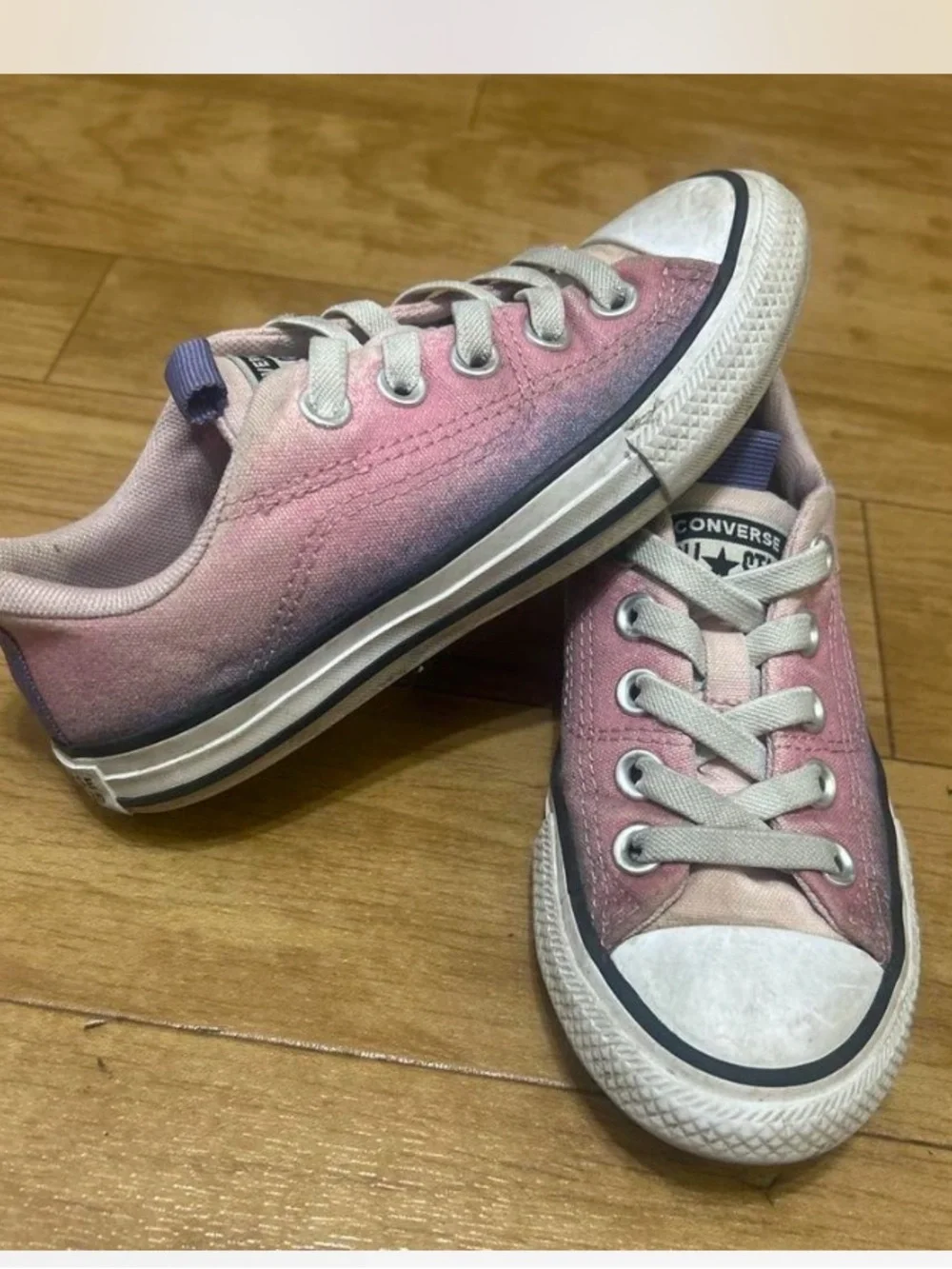 Converse Kids' Pink Ombre Low Top Jeans Sneakers size 13